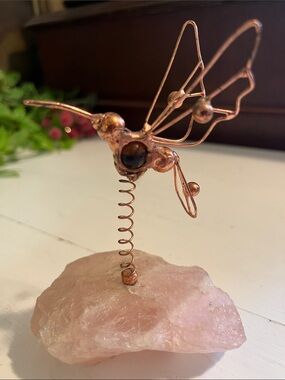 Hummingbird Copper Bird Art Pnk Salt Statue Sweet Decor Glass Ball Handmade